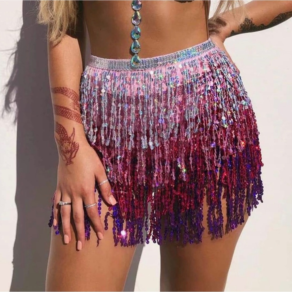 Tassel Fringe Skirt/ Belly Dancer Costume Skirt